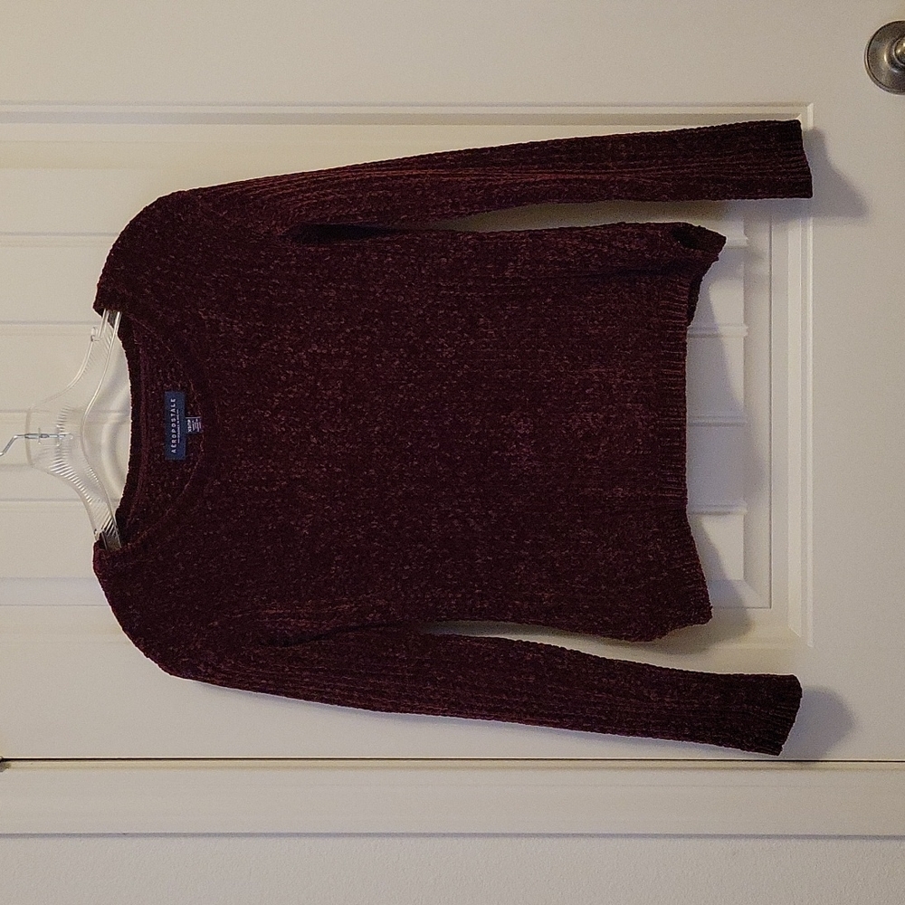 Warm Soft Wine Colored Chenille Sweater